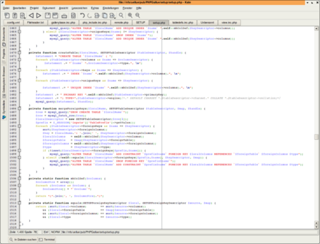 Code zum Aktualisieren der Tabellendefinitionen